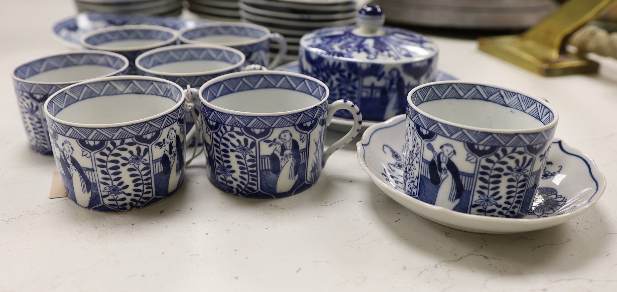 A Chinese style blue and white part coffee set